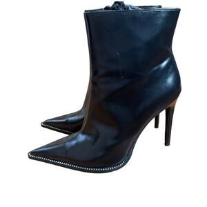 NWT ZARA black pointed toe stiletto jeweled sole heeled booties SIZE 10